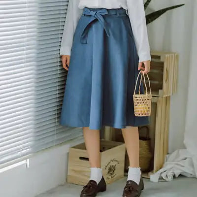 Pleated High Waist Knee-Length Skirt