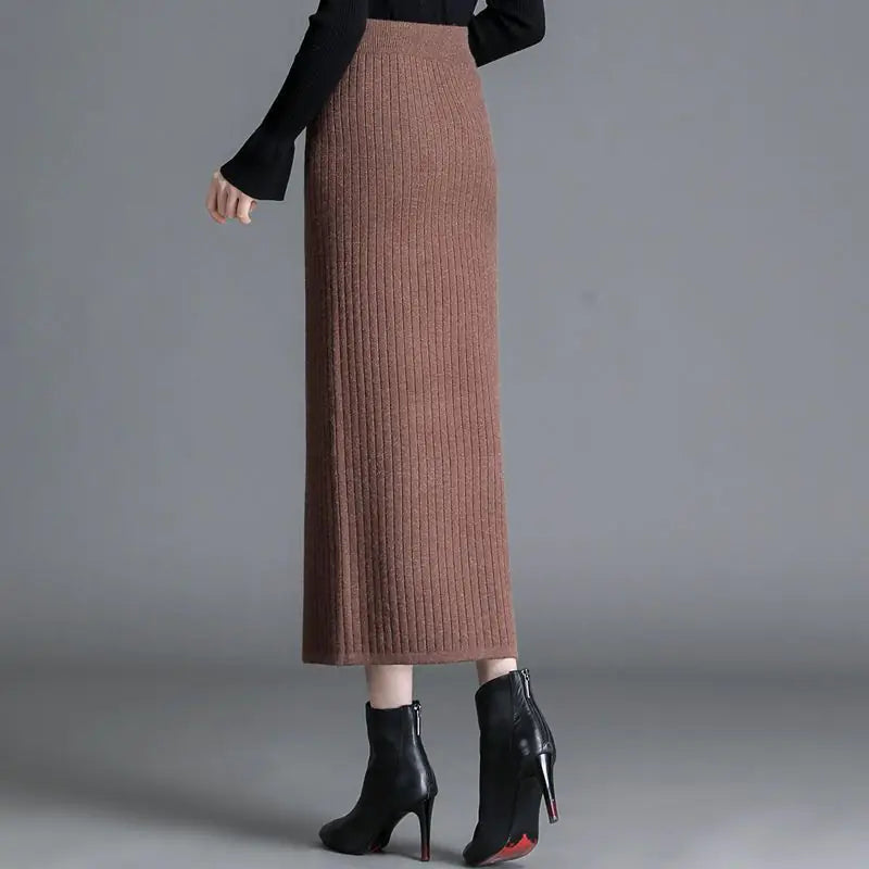 Thickened Women's Straight Knitted Skirt