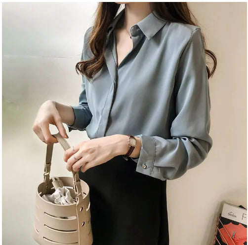 Simple Plus Size Long Sleeve Shirt for Women