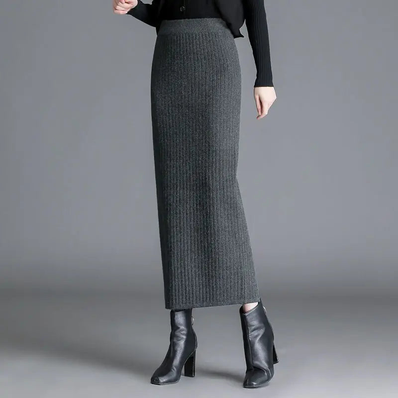 Thickened Women's Straight Knitted Skirt