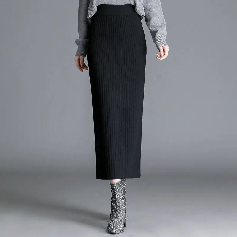 Thickened Women's Straight Knitted Skirt