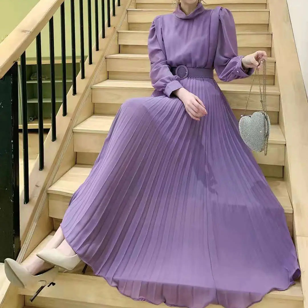 Knee-high Pleated Long Skirt for Slim Waist