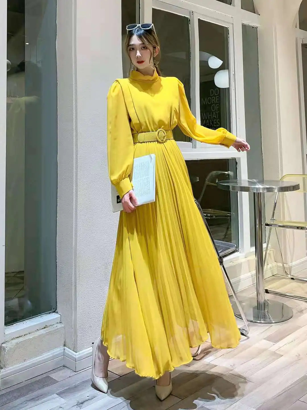 Knee-high Pleated Long Skirt for Slim Waist