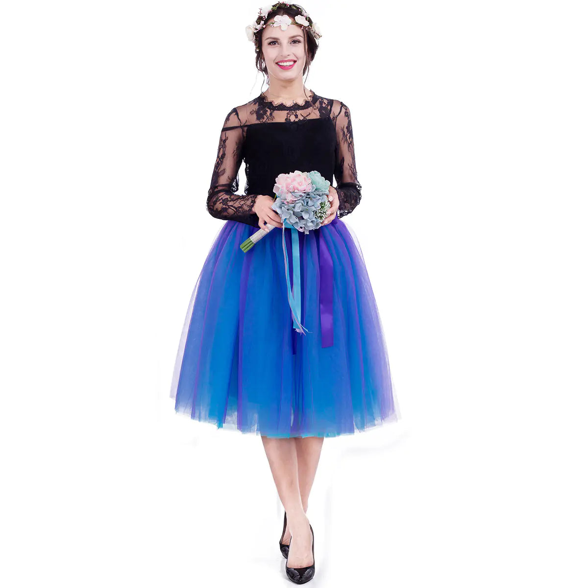 Chic Two-Tone Pettiskirt with Veil Design