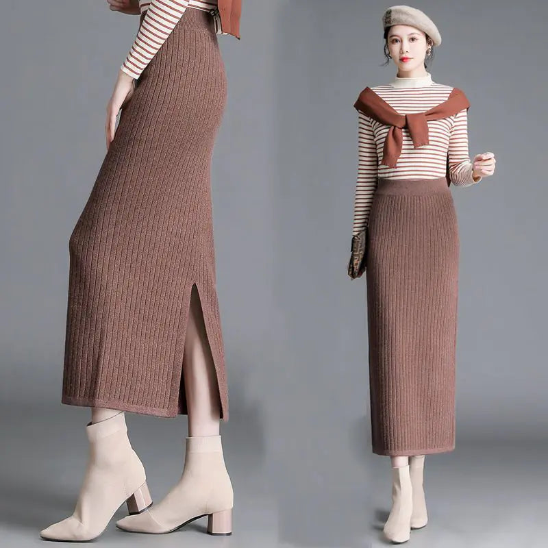 Thickened Women's Straight Knitted Skirt