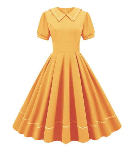 Short Sleeve Collared Solid Color Dress