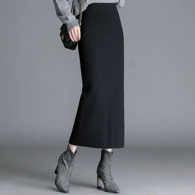 Thickened Women's Straight Knitted Skirt