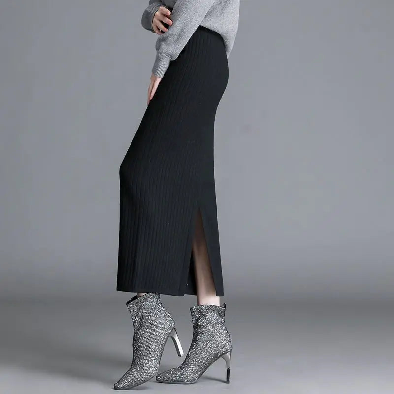 Thickened Women's Straight Knitted Skirt