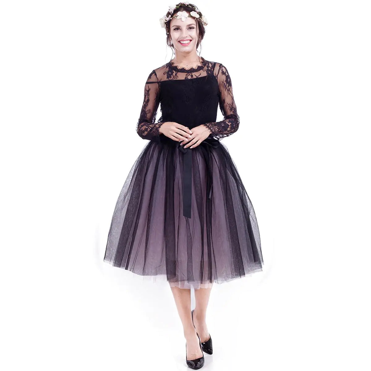 Chic Two-Tone Pettiskirt with Veil Design