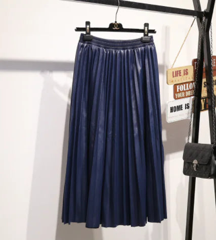 Pleated High Waist Half Length Long Skirt