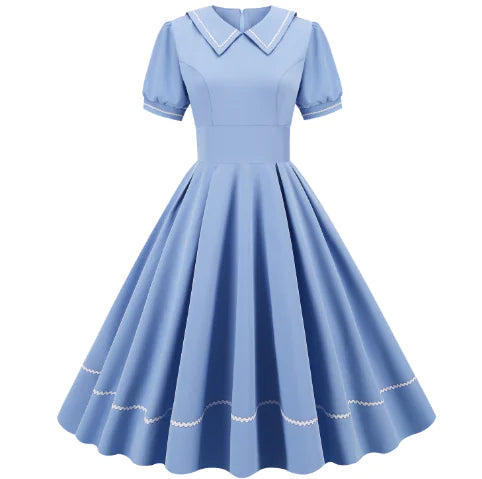 Short Sleeve Collared Solid Color Dress