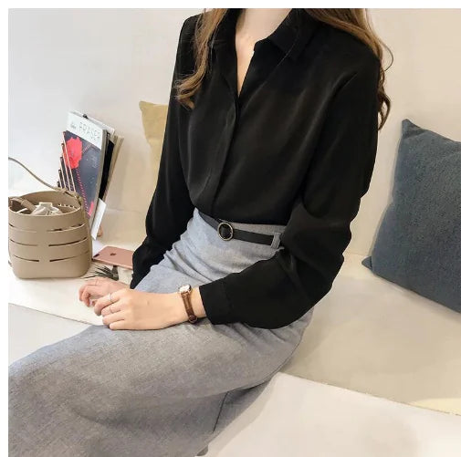 Simple Plus Size Long Sleeve Shirt for Women