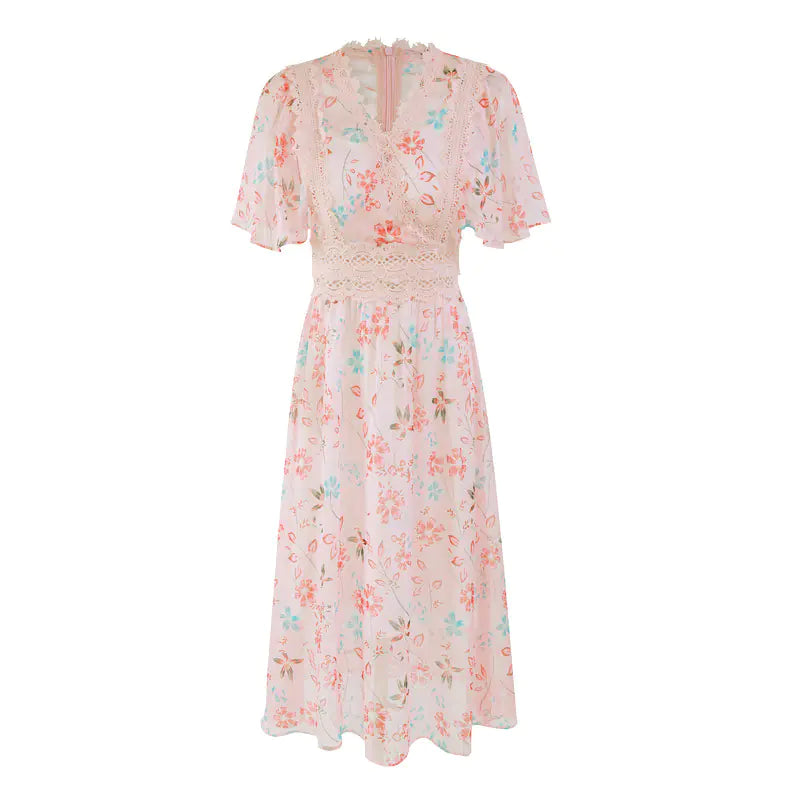 2020 Summer Women's V-Neck Ruffle Sleeve Dress