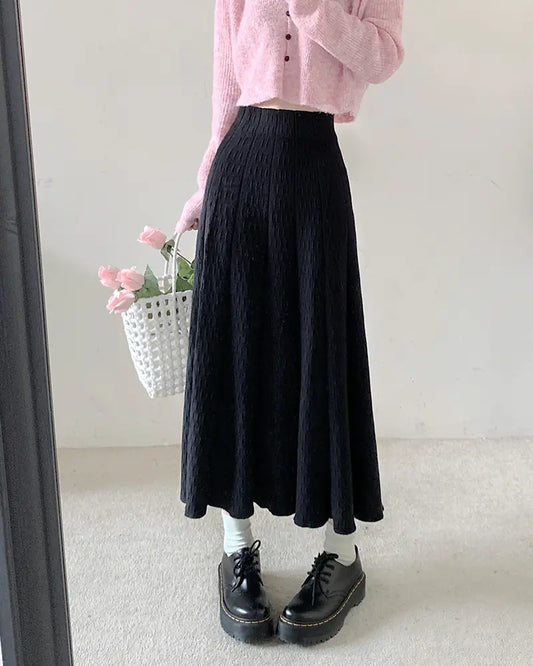 High Waist Mid-Length Pleated Skirt for Women