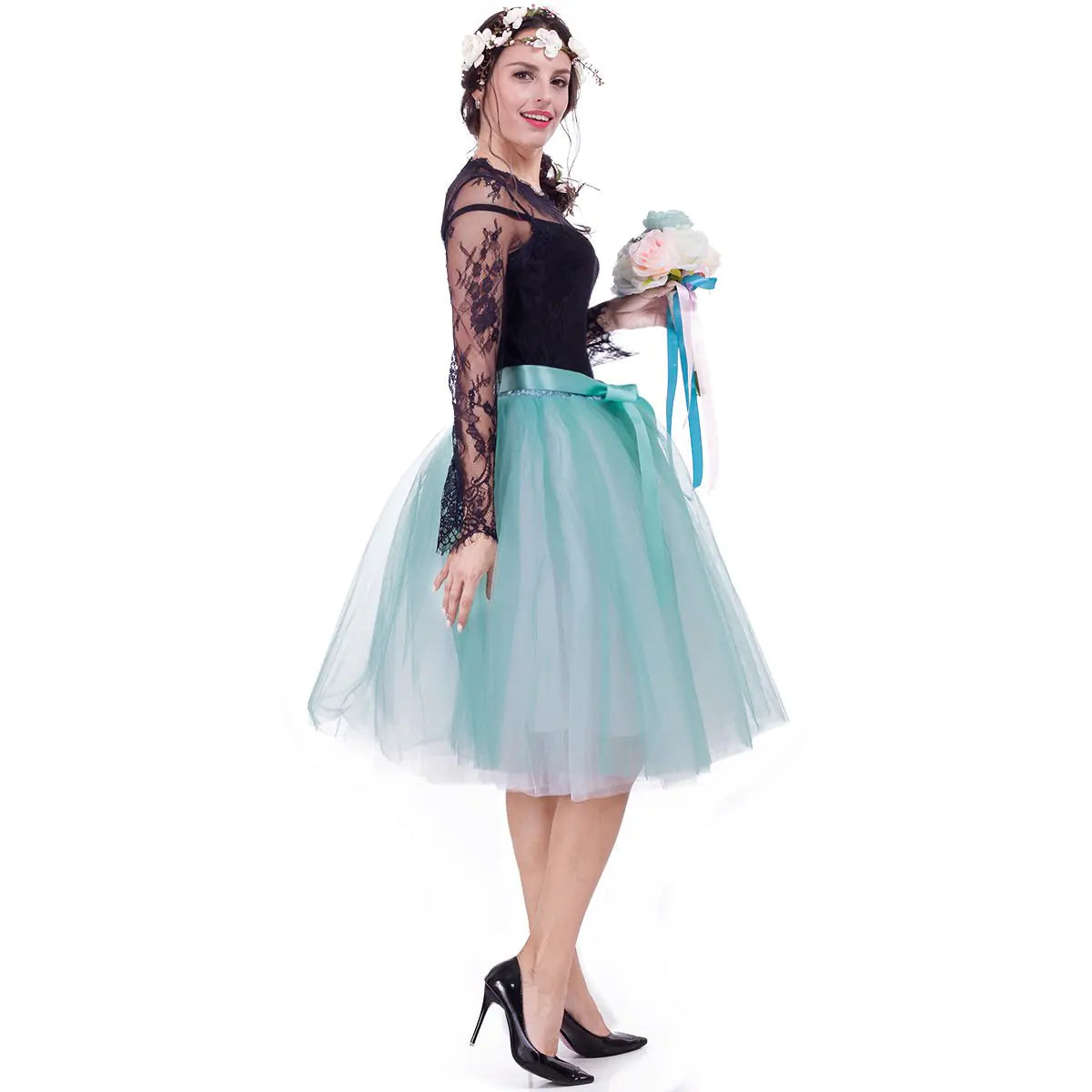 Chic Two-Tone Pettiskirt with Veil Design