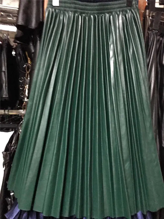 Pleated High Waist Half Length Long Skirt