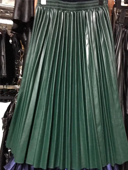 Pleated High Waist Half Length Long Skirt