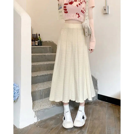 High Waist Mid-length Pleated Skirt for Women