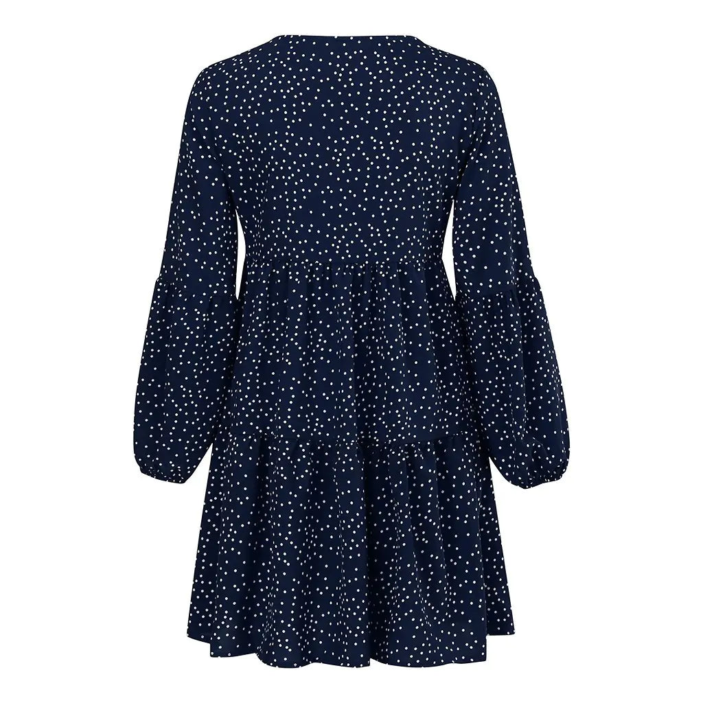 Women's Casual V-Neck Polka Dot Ruffle Dress (6 Colors)