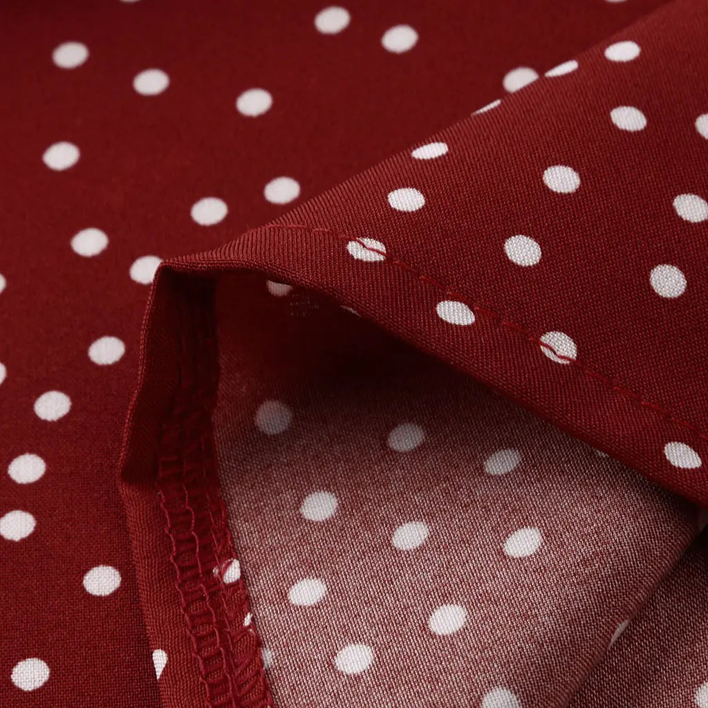 Women's Casual V-Neck Polka Dot Ruffle Dress (6 Colors)