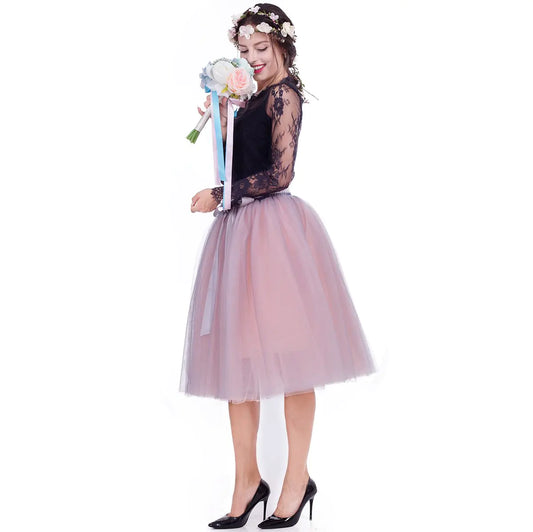 Chic Two-Tone Pettiskirt with Veil Design