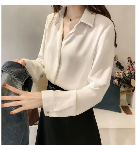 Simple Plus Size Long Sleeve Shirt for Women