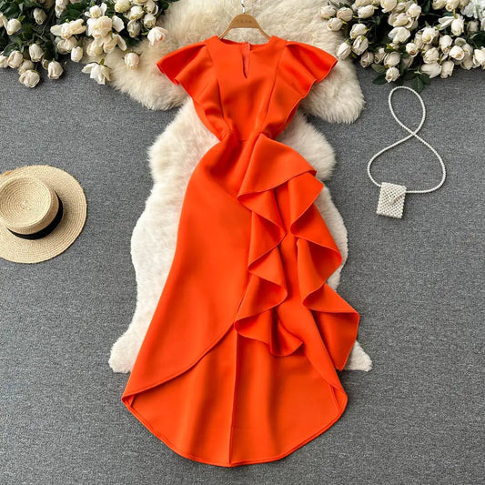 Irregular Waist Large Swing Dress Skirt