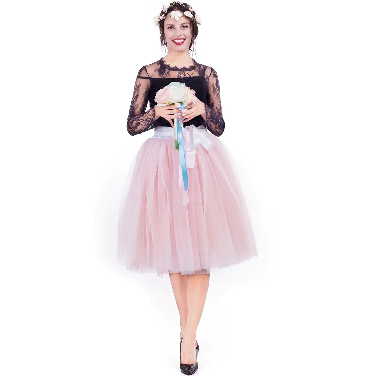 Chic Two-Tone Pettiskirt with Veil Design
